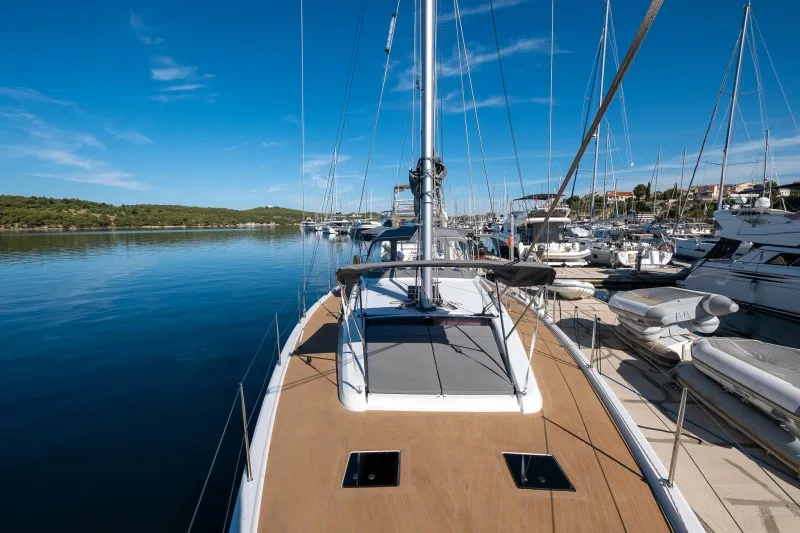 Deck of Morea, a Grand Soleil 52 LC sailboat at Grad Šibenik, Croatia