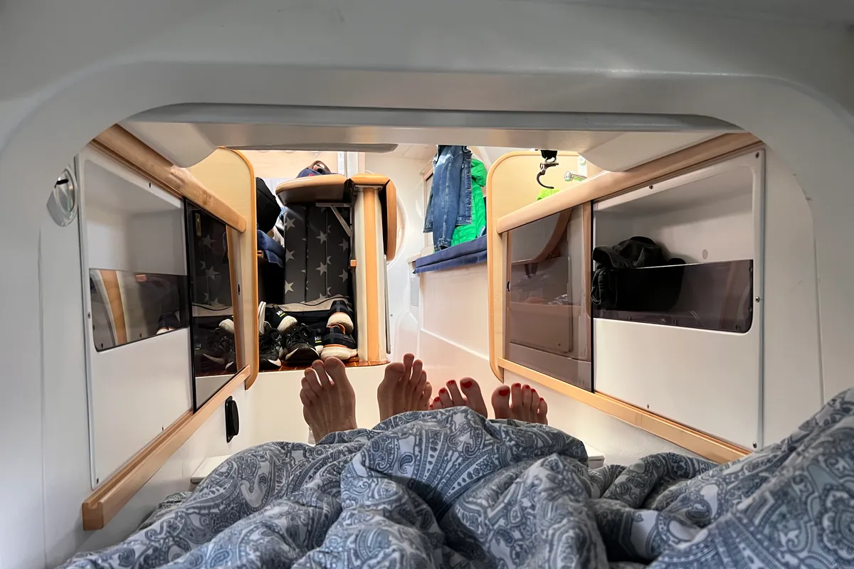 Cabin on Gulet Trimaran, a sailboat at Duino Aurisina, Italy