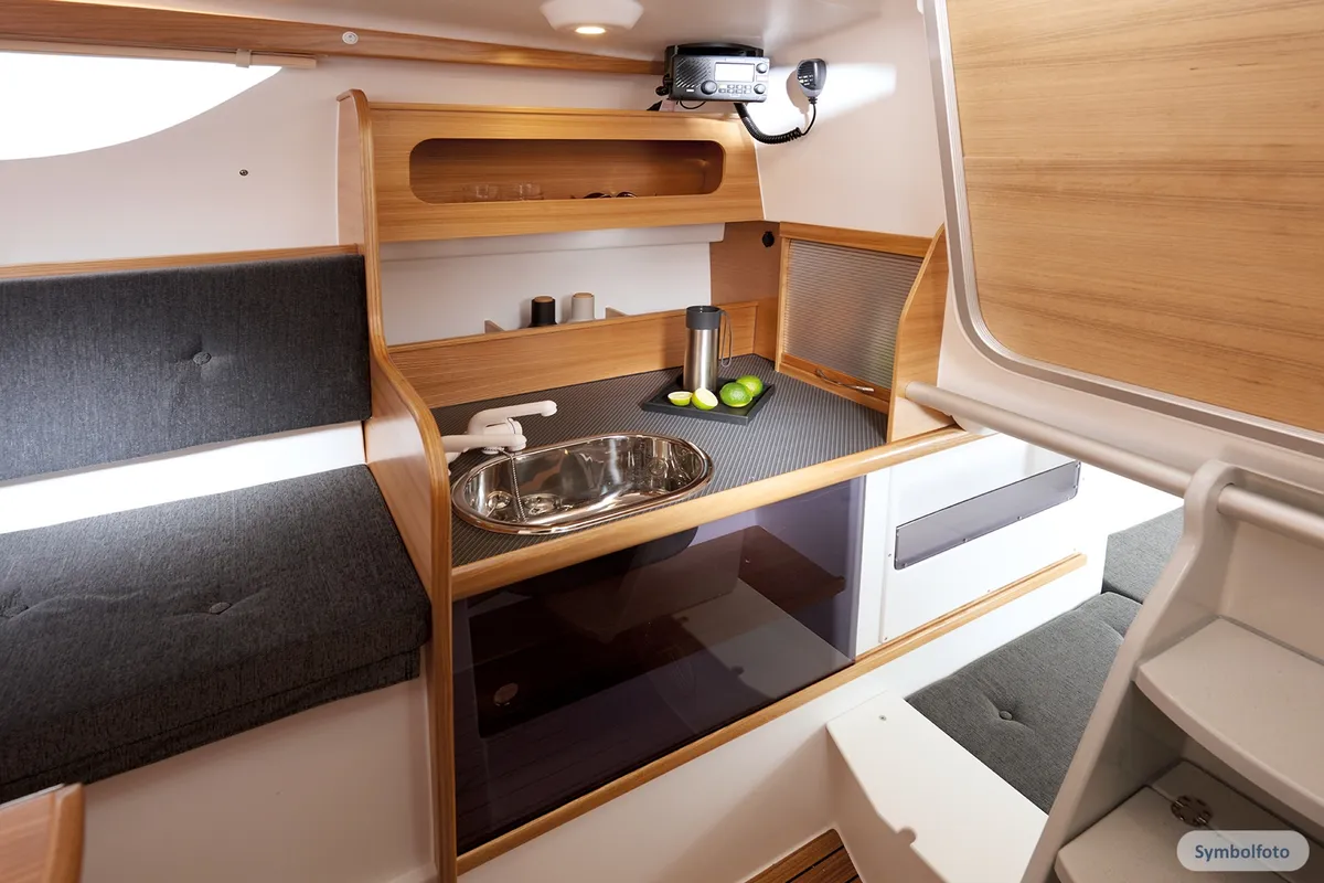 Galley of Gulet Trimaran, a sailboat at Duino Aurisina, Italy