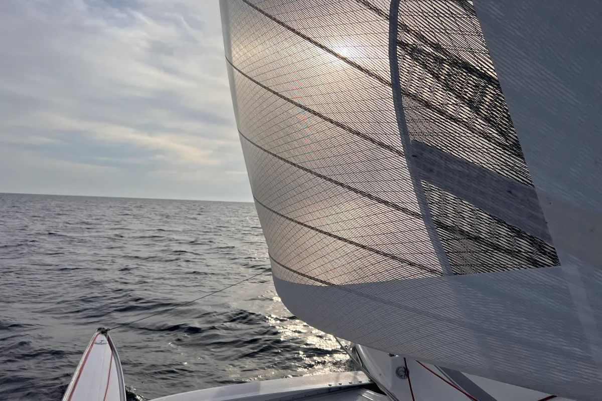 Deck of Gulet Trimaran, a sailboat at Duino Aurisina, Italy