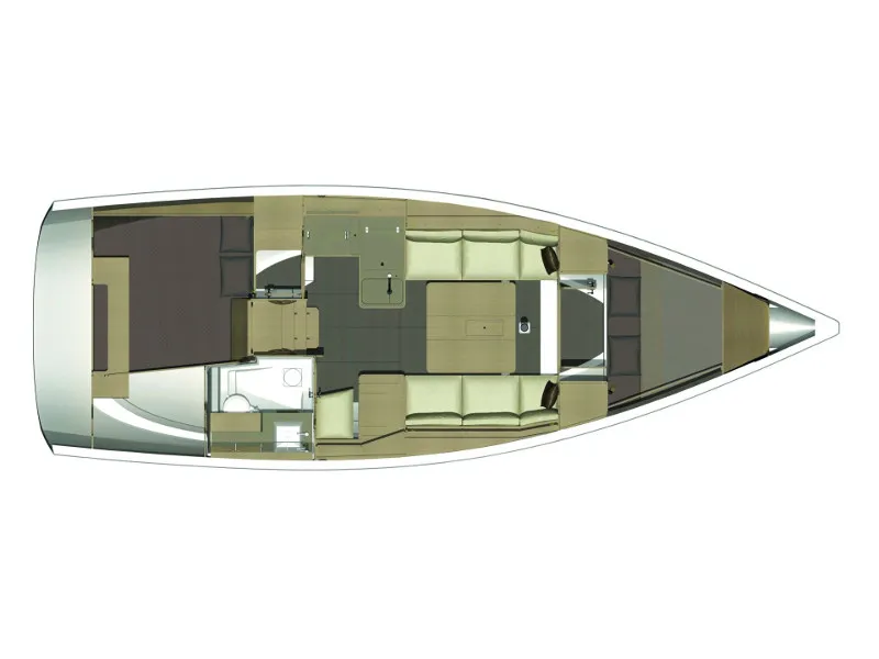 Floor plan of Happy Planet, a Dufour 360 Grand Large sailboat at Tonnarella, Italy