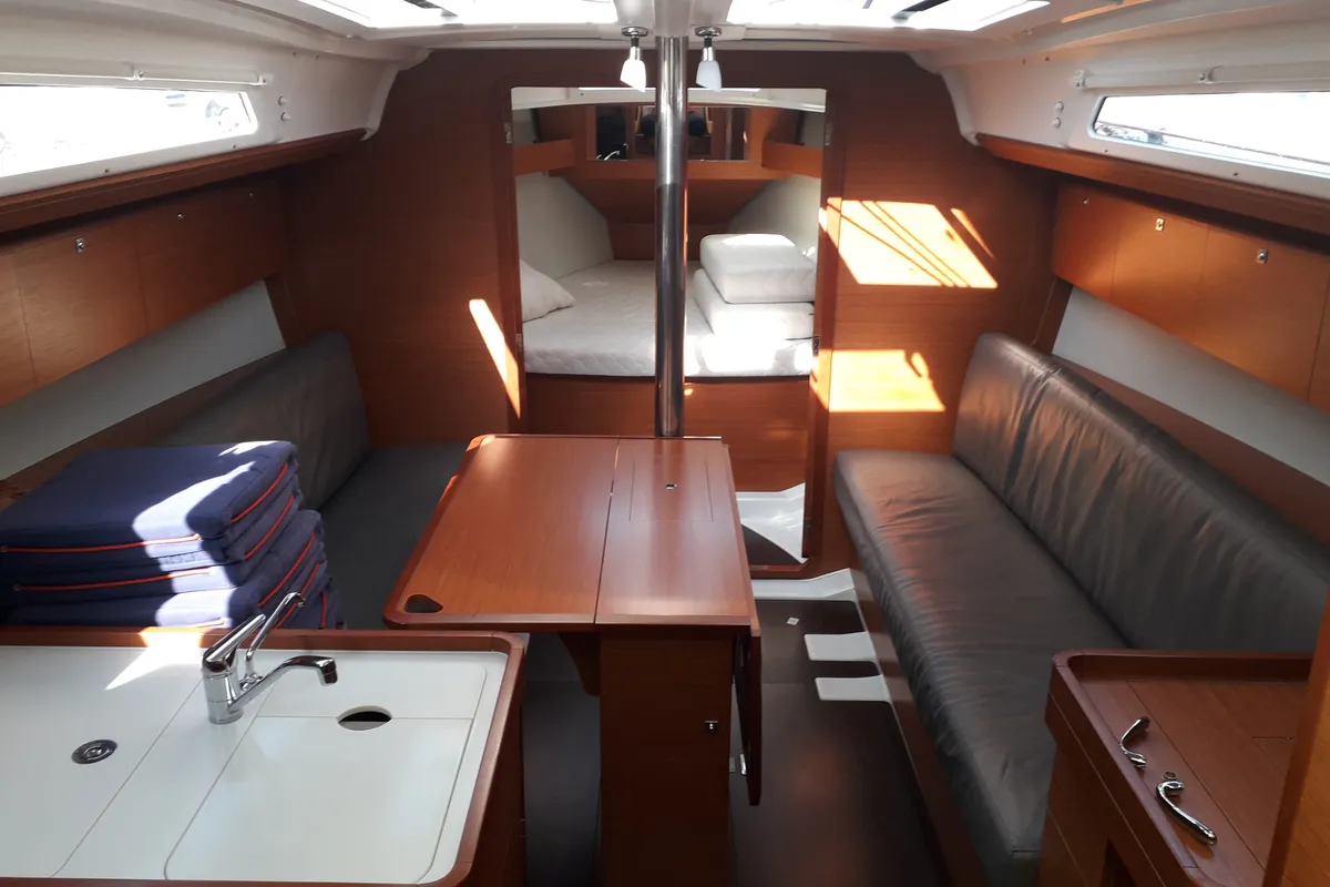 Galley of Happy Planet, a Dufour 360 Grand Large sailboat at Tonnarella, Italy