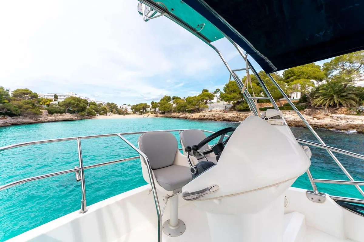 Cockpit of Helen Rose, a Beneteau Antares 12 Fly motor yacht at Medulin, Croatia