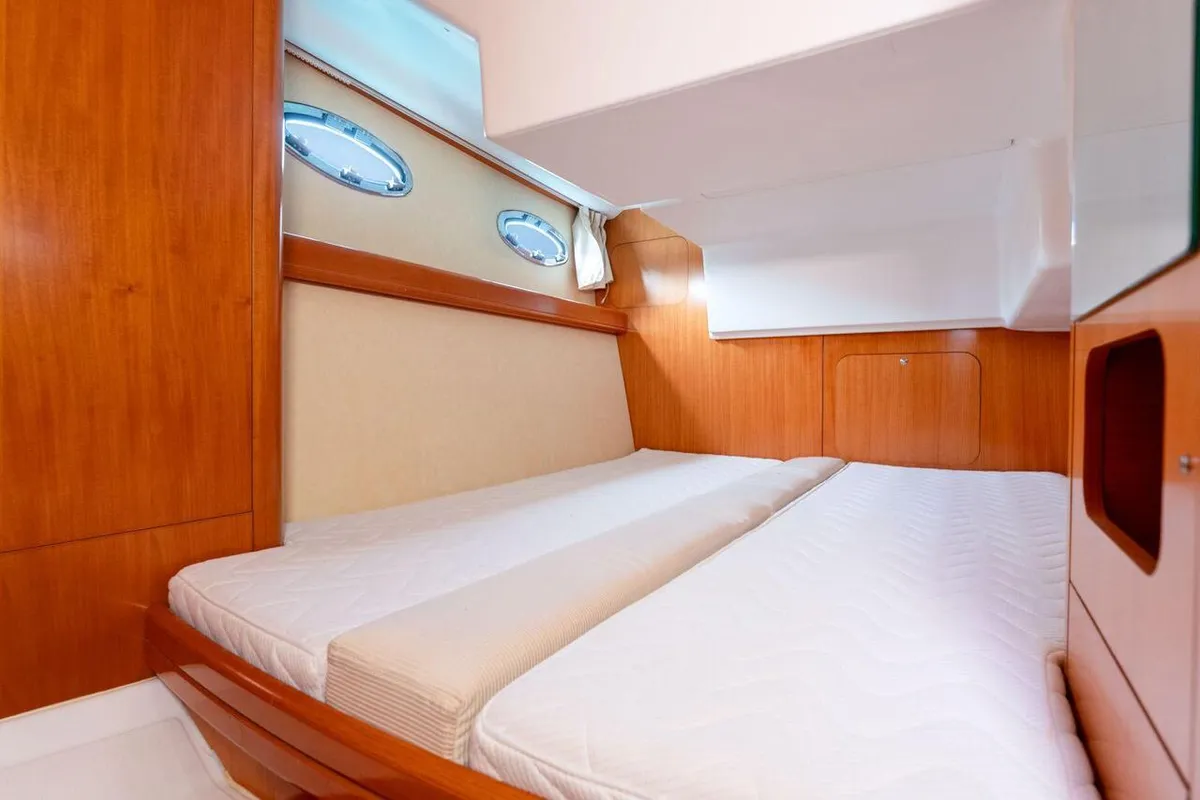 Cabin on Helen Rose, a Beneteau Antares 12 Fly motor yacht at Medulin, Croatia