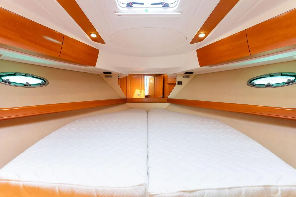 Cabin on Helen Rose, a Beneteau Antares 12 Fly motor yacht at Medulin, Croatia