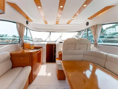 Salon of Helen Rose, a Beneteau Antares 12 Fly motor yacht at Medulin, Croatia