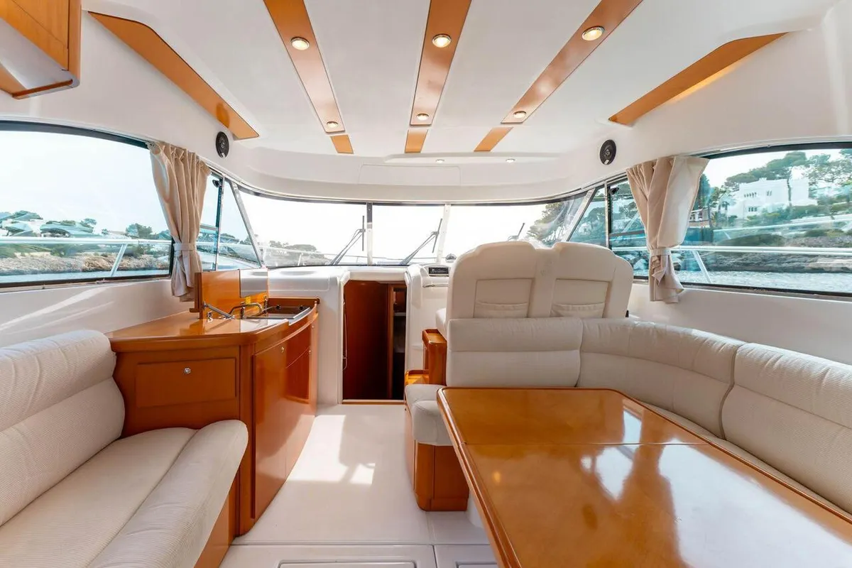 Salon of Helen Rose, a Beneteau Antares 12 Fly motor yacht at Medulin, Croatia