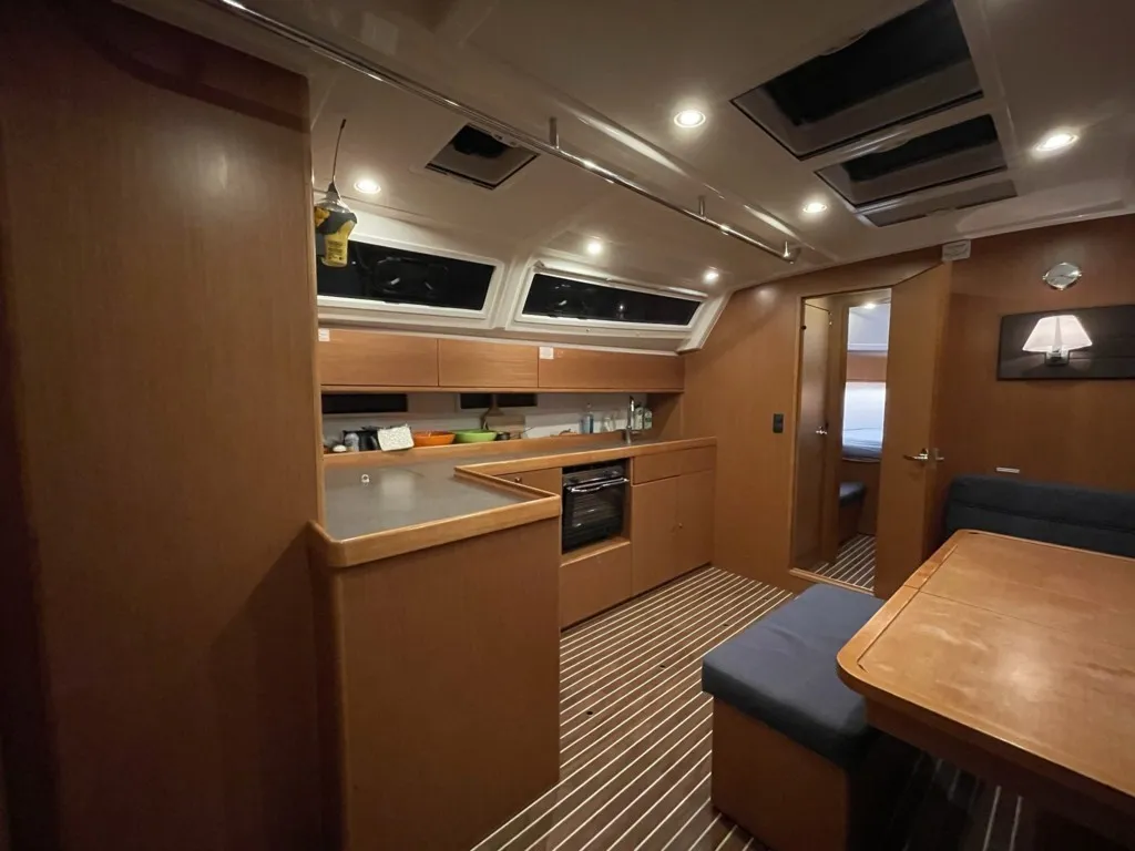 Galley of Amaris, a Bavaria Cruiser 46 sailboat at Fethiye, Turkey
