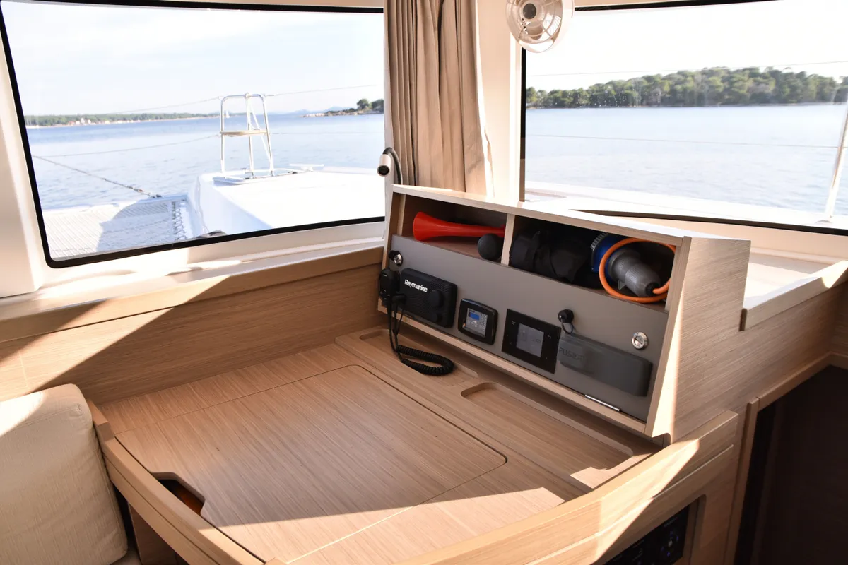 Cockpit of MAHI MAHI, a Lagoon 42 catamaran at Split, Croatia