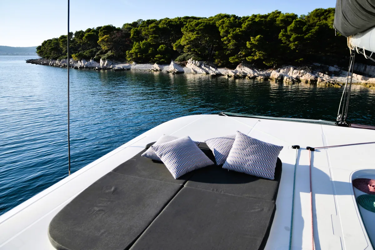 Deck of MAHI MAHI, a Lagoon 42 catamaran at Split, Croatia