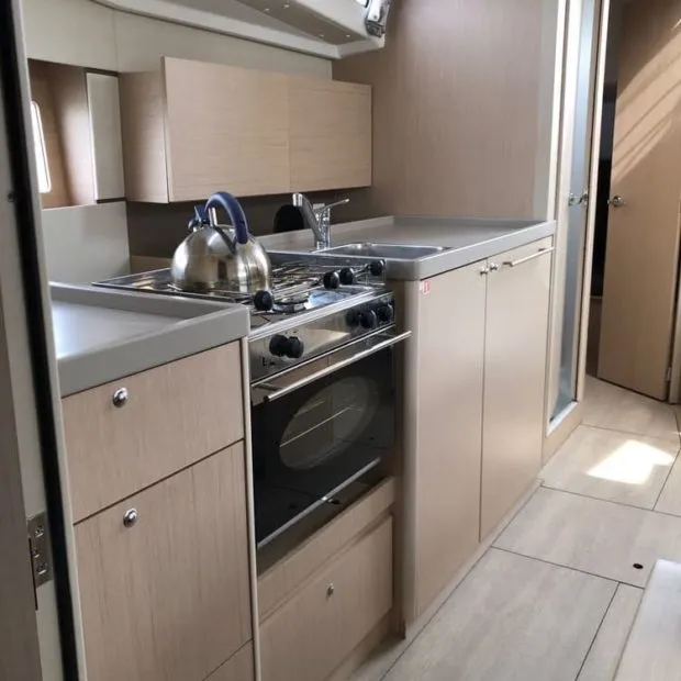 Galley of Lisboa, a Beneteau Oceanis 38.1 sailboat at Kerners, France