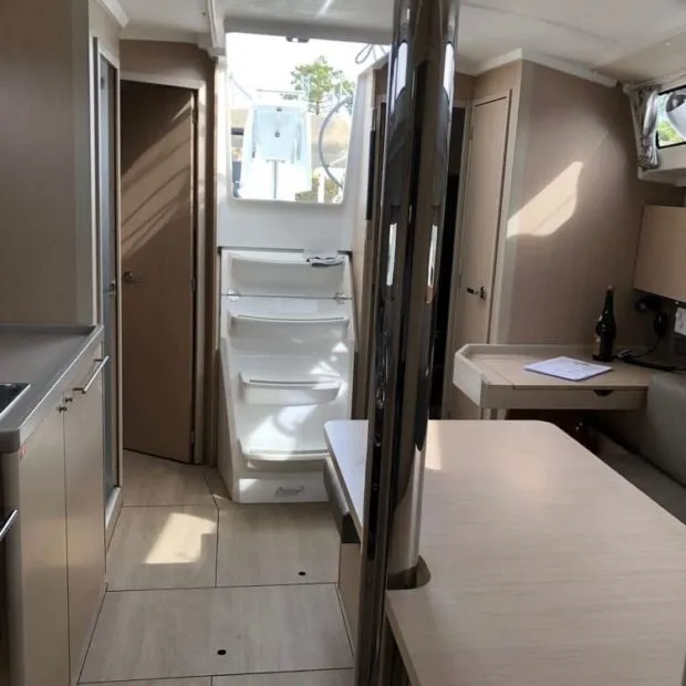 Salon of Lisboa, a Beneteau Oceanis 38.1 sailboat at Kerners, France