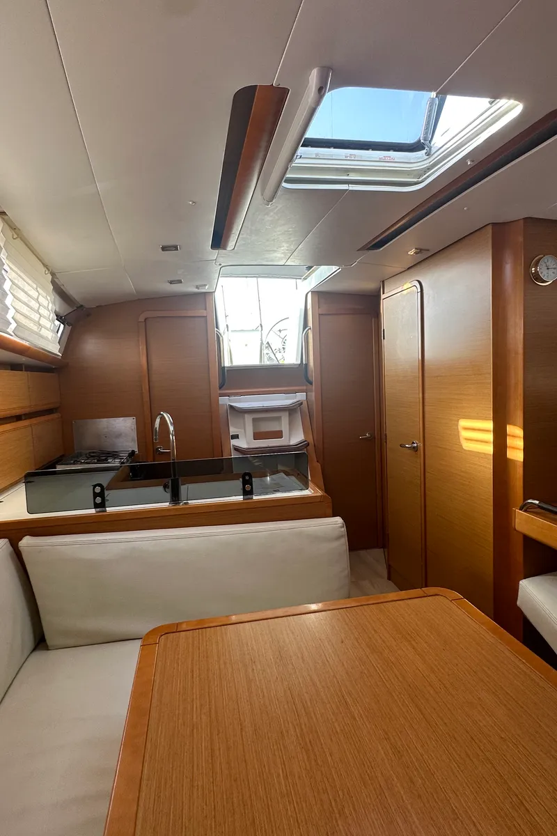 Salon of OYSTER SHELL, a Jeanneau Sun Odyssey 379 sailboat at Athens, Greece