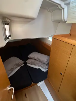 Cabin on OYSTER SHELL, a Jeanneau Sun Odyssey 379 sailboat at Athens, Greece
