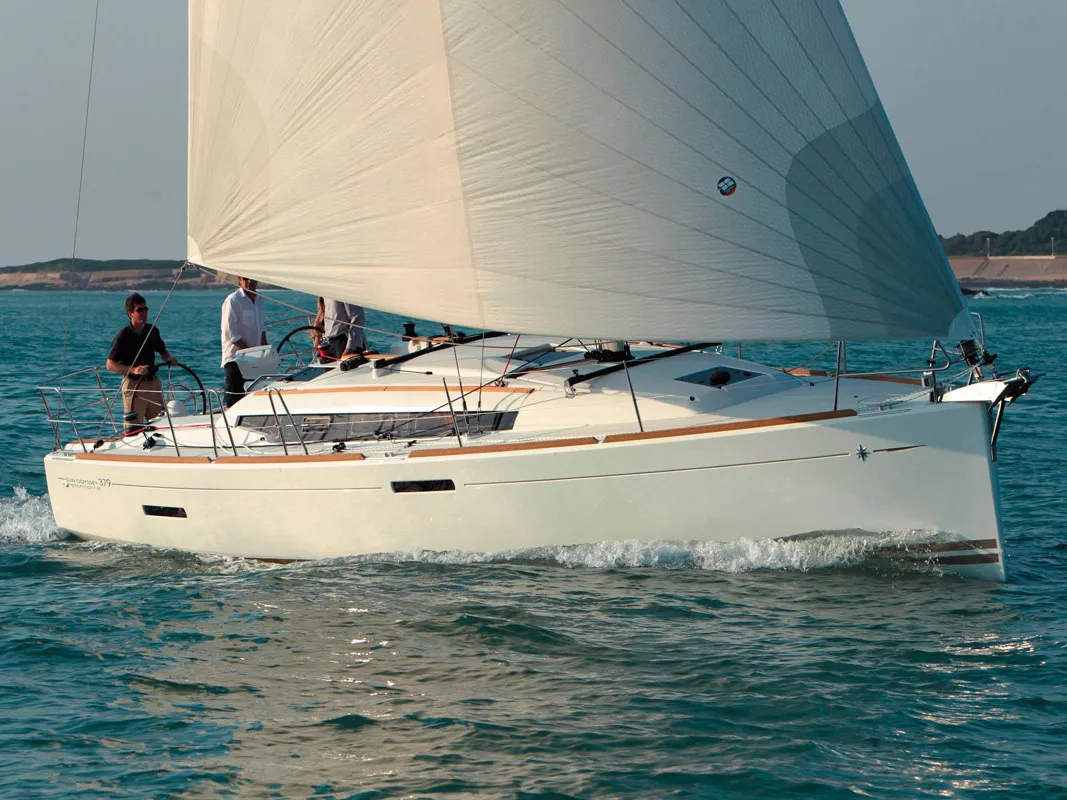 Exterior view of OYSTER SHELL, a Jeanneau Sun Odyssey 379 sailboat at Athens, Greece