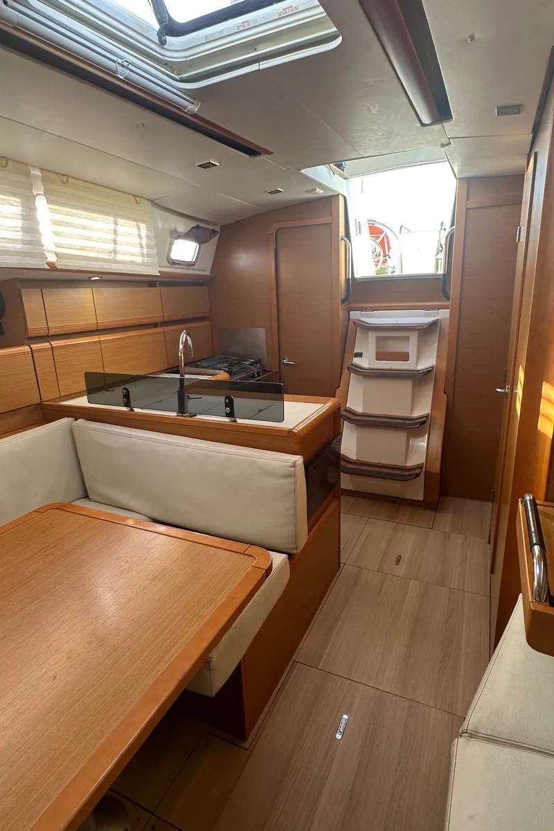 Salon of OYSTER SHELL, a Jeanneau Sun Odyssey 379 sailboat at Athens, Greece