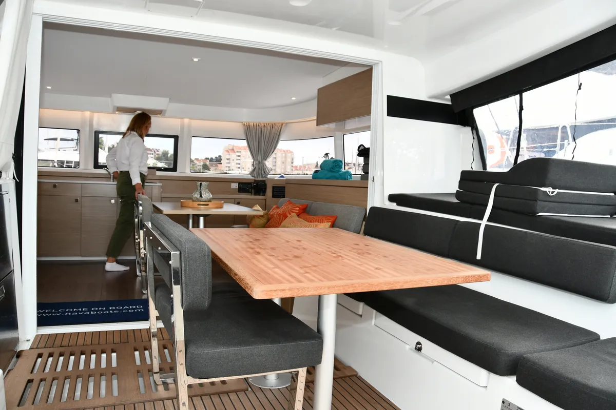 Deck of Lagoon 43, a catamaran at Dubrovnik, Croatia