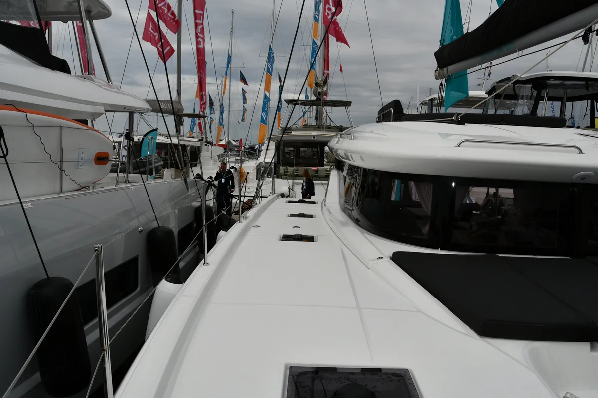 Deck of Lagoon 43, a catamaran at Dubrovnik, Croatia