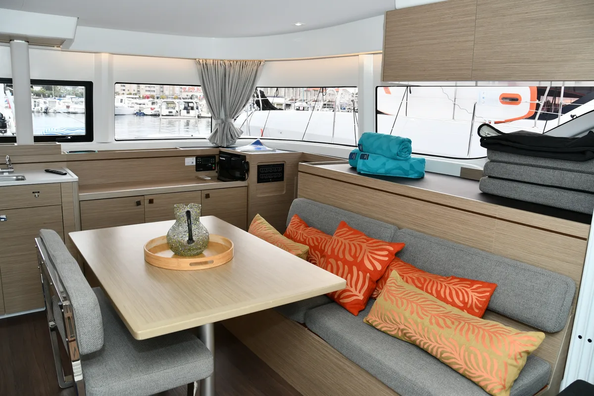 Salon of Lagoon 43, a catamaran at Dubrovnik, Croatia