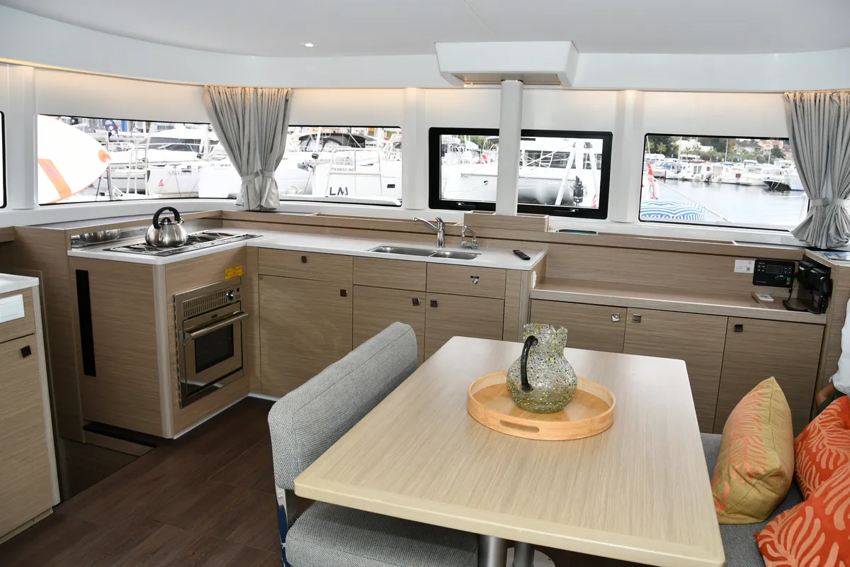 Galley of Lagoon 43, a catamaran at Dubrovnik, Croatia