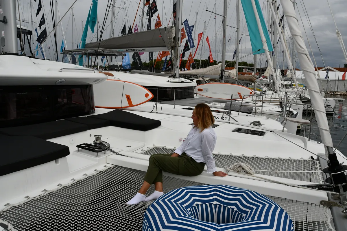 Deck of Lagoon 43, a catamaran at Dubrovnik, Croatia