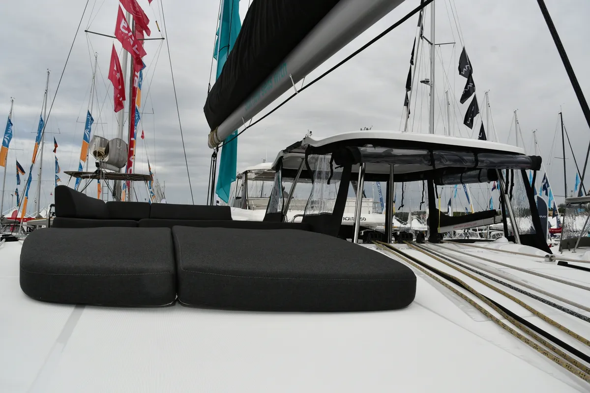 Deck of Lagoon 43, a catamaran at Dubrovnik, Croatia