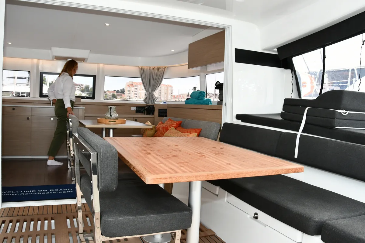 Deck of Lagoon 43, a catamaran at Dubrovnik, Croatia