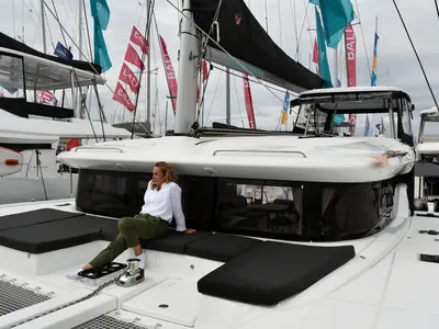 Deck of Lagoon 43, a catamaran at Dubrovnik, Croatia