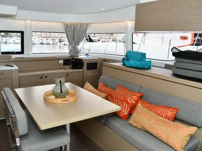 Salon of Lagoon 43, a catamaran at Dubrovnik, Croatia