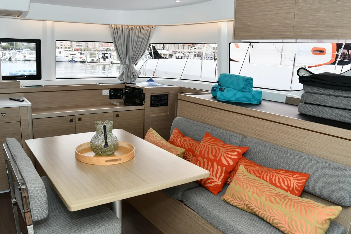 Salon of Lagoon 43, a catamaran at Dubrovnik, Croatia