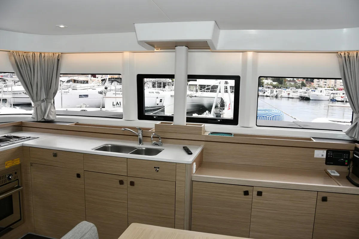 Galley of Lagoon 43, a catamaran at Dubrovnik, Croatia