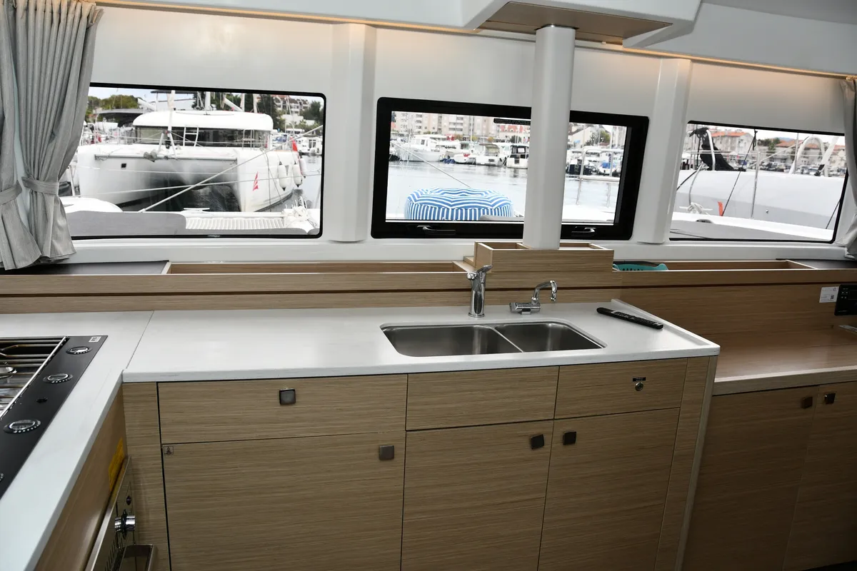 Galley of Lagoon 43, a catamaran at Dubrovnik, Croatia
