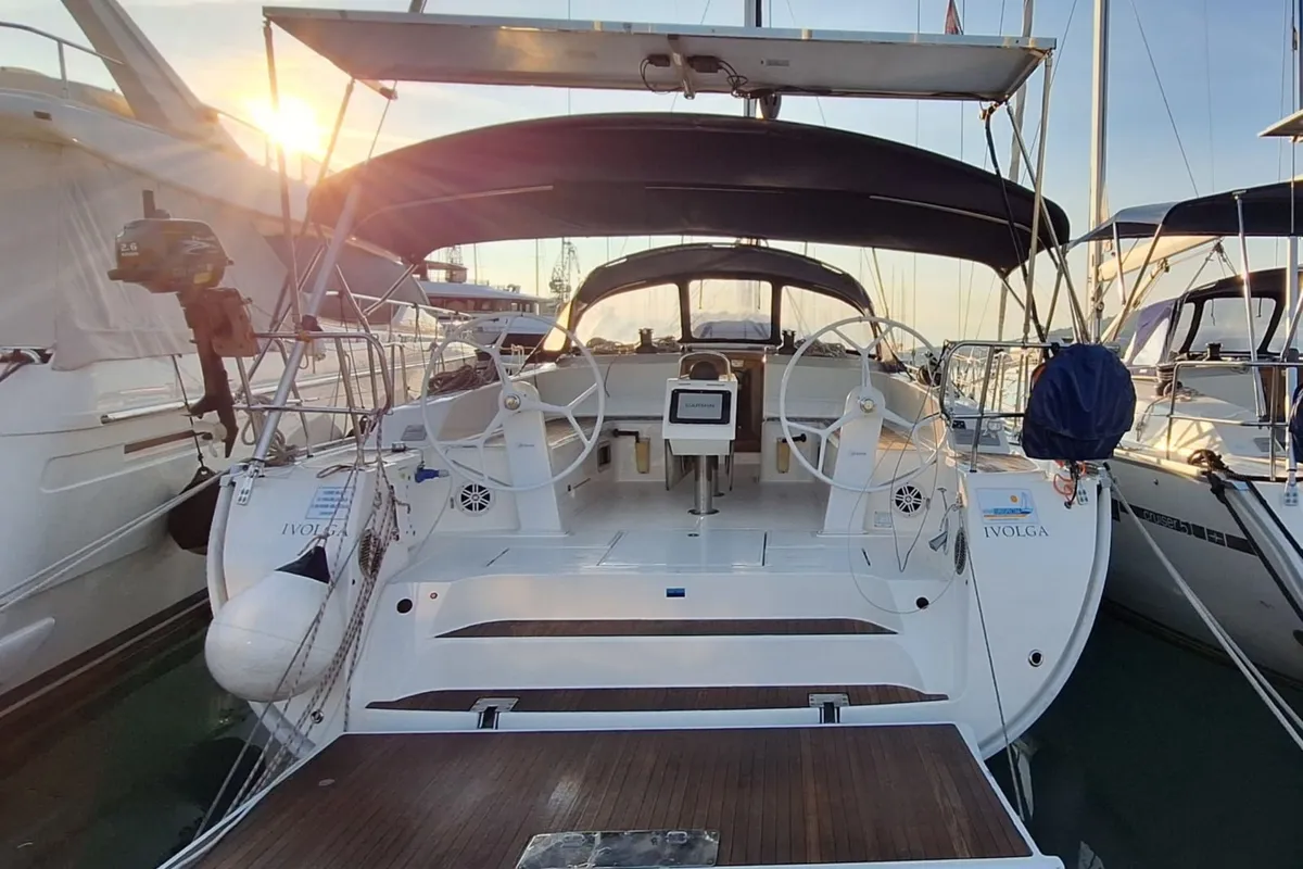 Exterior view of Ivolga, a Bavaria Cruiser 51 sailboat at Grad Šibenik, Croatia