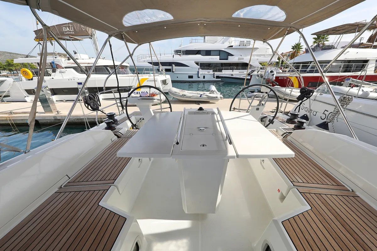 Deck of Air 2, a Beneteau Oceanis 46.1 sailboat at Grad Trogir, Croatia