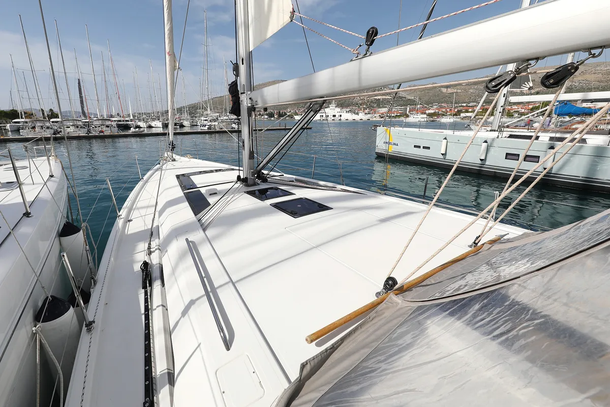 Deck of Air 2, a Beneteau Oceanis 46.1 sailboat at Grad Trogir, Croatia