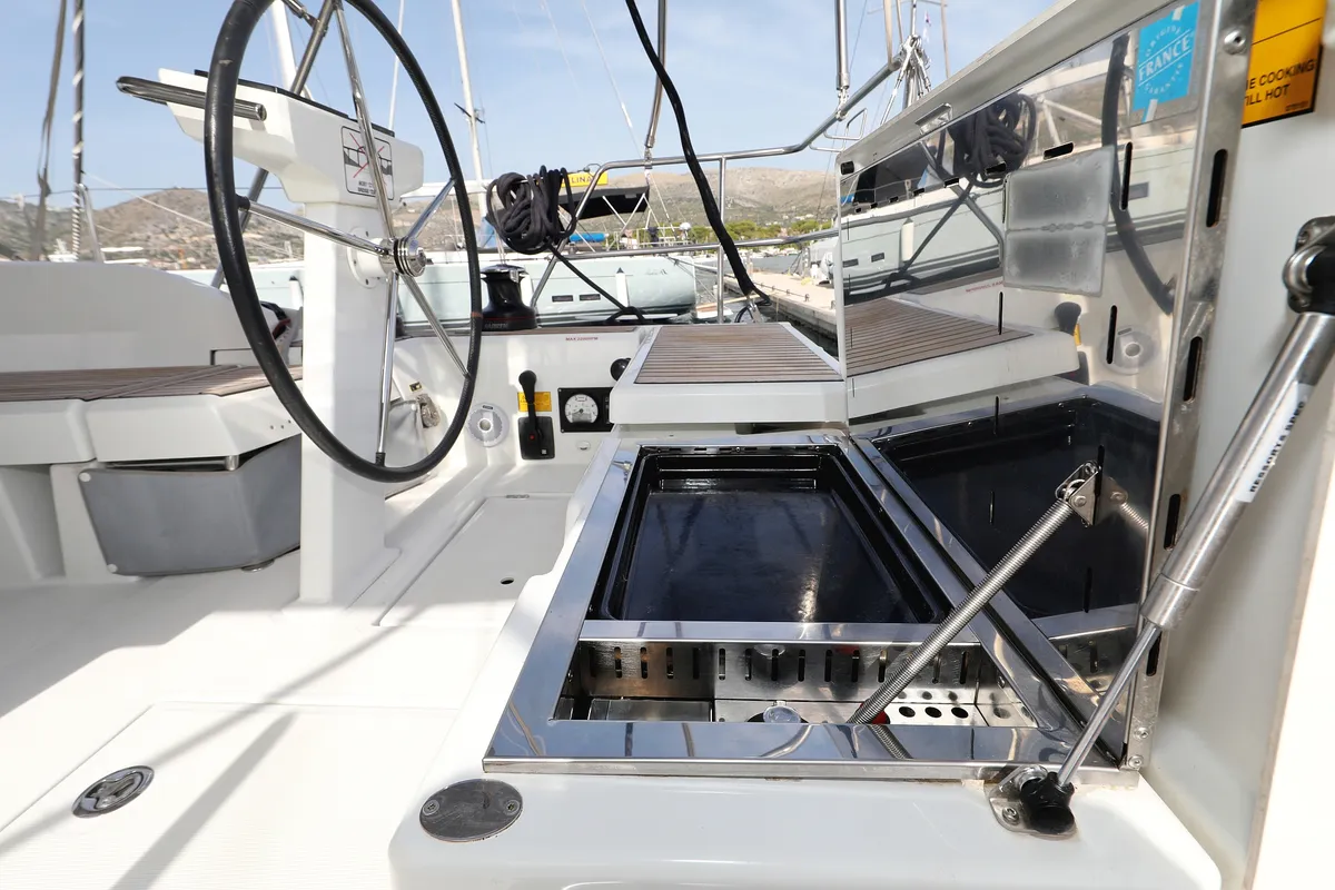 Deck of Air 2, a Beneteau Oceanis 46.1 sailboat at Grad Trogir, Croatia