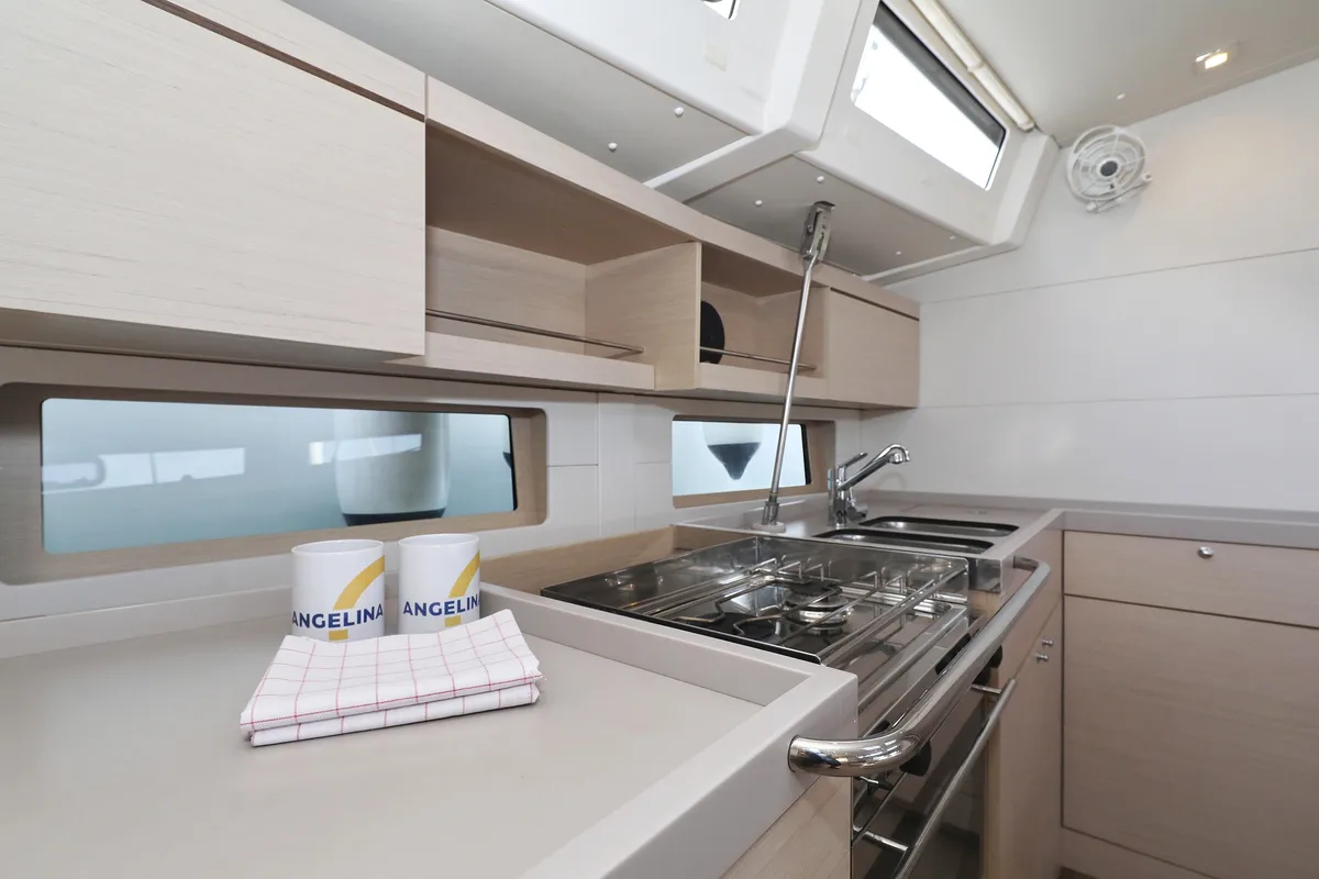 Galley of Air 2, a Beneteau Oceanis 46.1 sailboat at Grad Trogir, Croatia