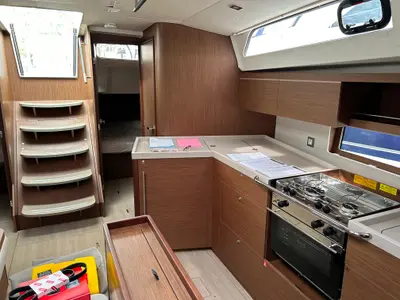 Galley of Bellagio, a Beneteau Oceanis 46.1 sailboat at Fethiye, Turkey