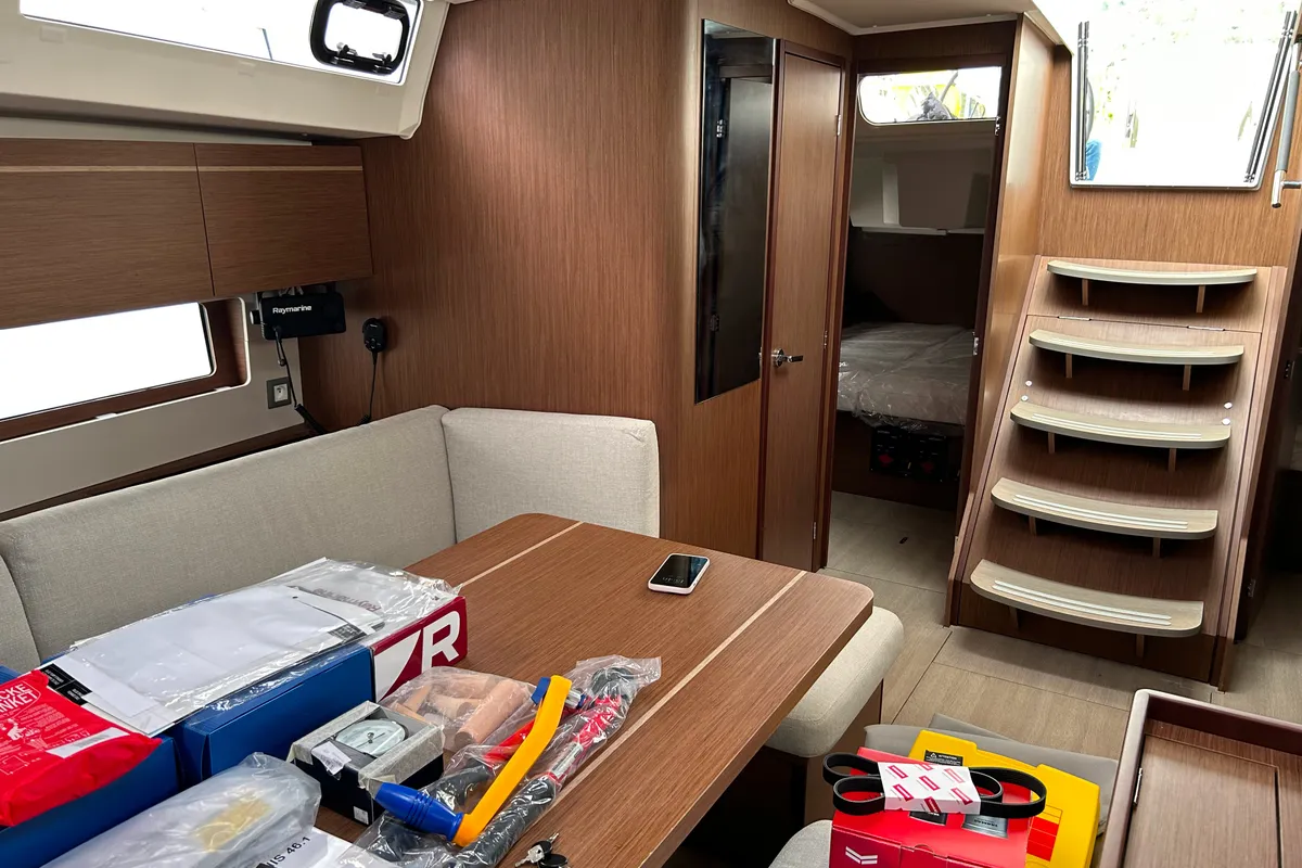 Salon of Bellagio, a Beneteau Oceanis 46.1 sailboat at Fethiye, Turkey