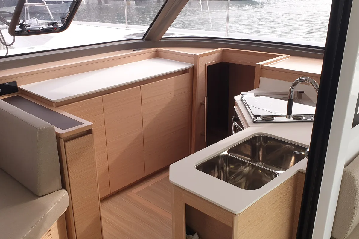 Galley of Lullaby, a Nautitech 40 Open catamaran at Tropea, Italy