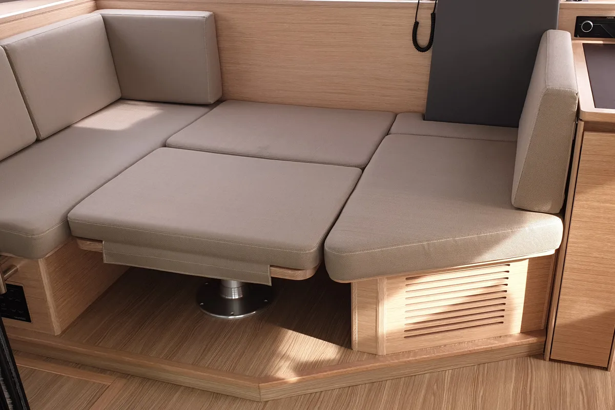 Salon of Lullaby, a Nautitech 40 Open catamaran at Tropea, Italy