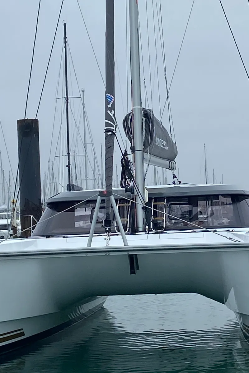 Exterior view of Lullaby, a Nautitech 40 Open catamaran at Tropea, Italy
