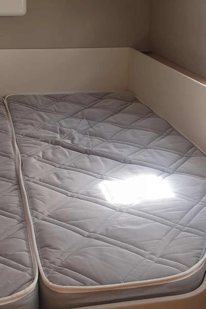 Cabin on Lullaby, a Nautitech 40 Open catamaran at Tropea, Italy