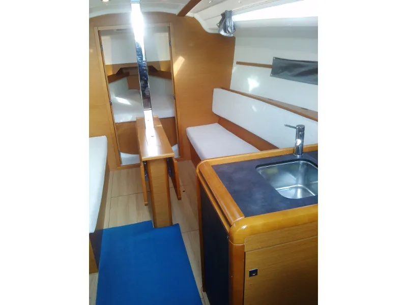 Salon of Helios, a Jeanneau Sun Odyssey 349 sailboat at Trapani, Italy