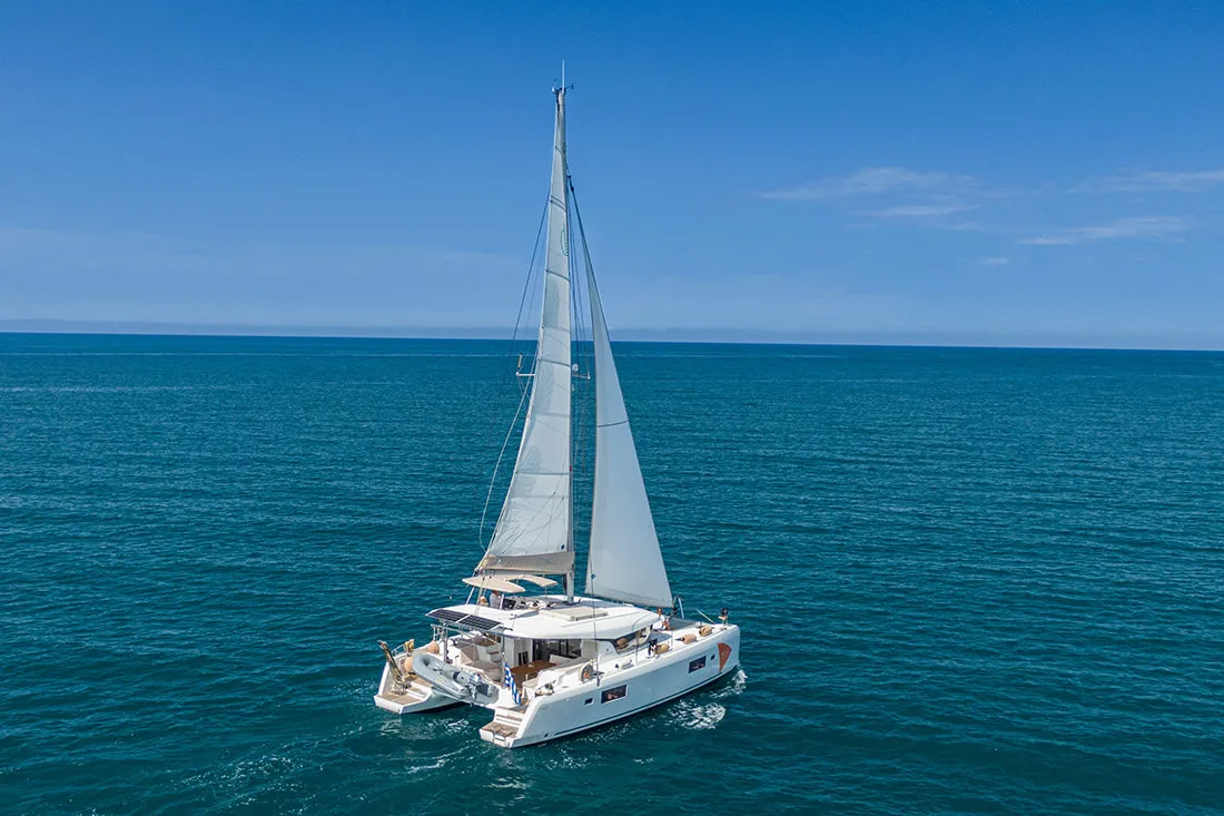 Exterior view of Catalina, a Lagoon 42 catamaran at Municipal Unit of Anaktorio, Greece