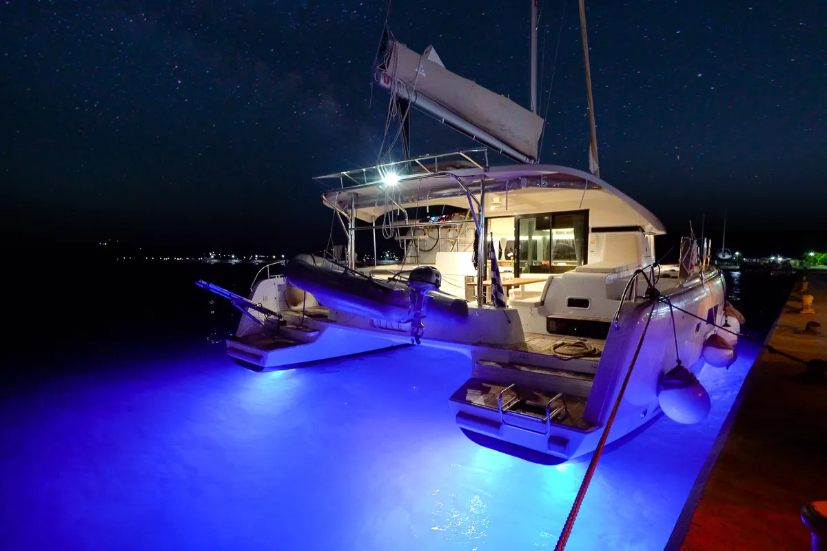 Exterior view of Catalina, a Lagoon 42 catamaran at Municipal Unit of Anaktorio, Greece