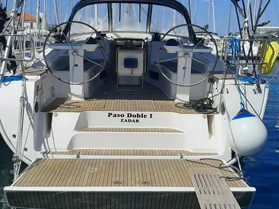 Cockpit of Paso Doble I, a Bavaria Cruiser 45 sailboat at Grad Trogir, Croatia