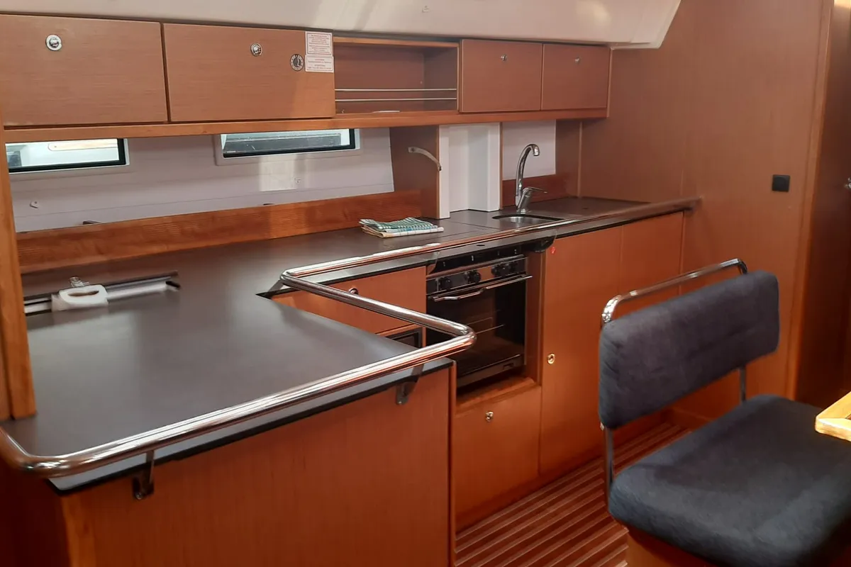 Galley of Paso Doble I, a Bavaria Cruiser 45 sailboat at Grad Trogir, Croatia