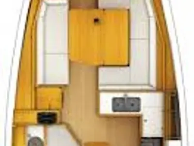 Floor plan of b'elli , a Jeanneau Sun Odyssey 379 sailboat at Kontokali, Greece