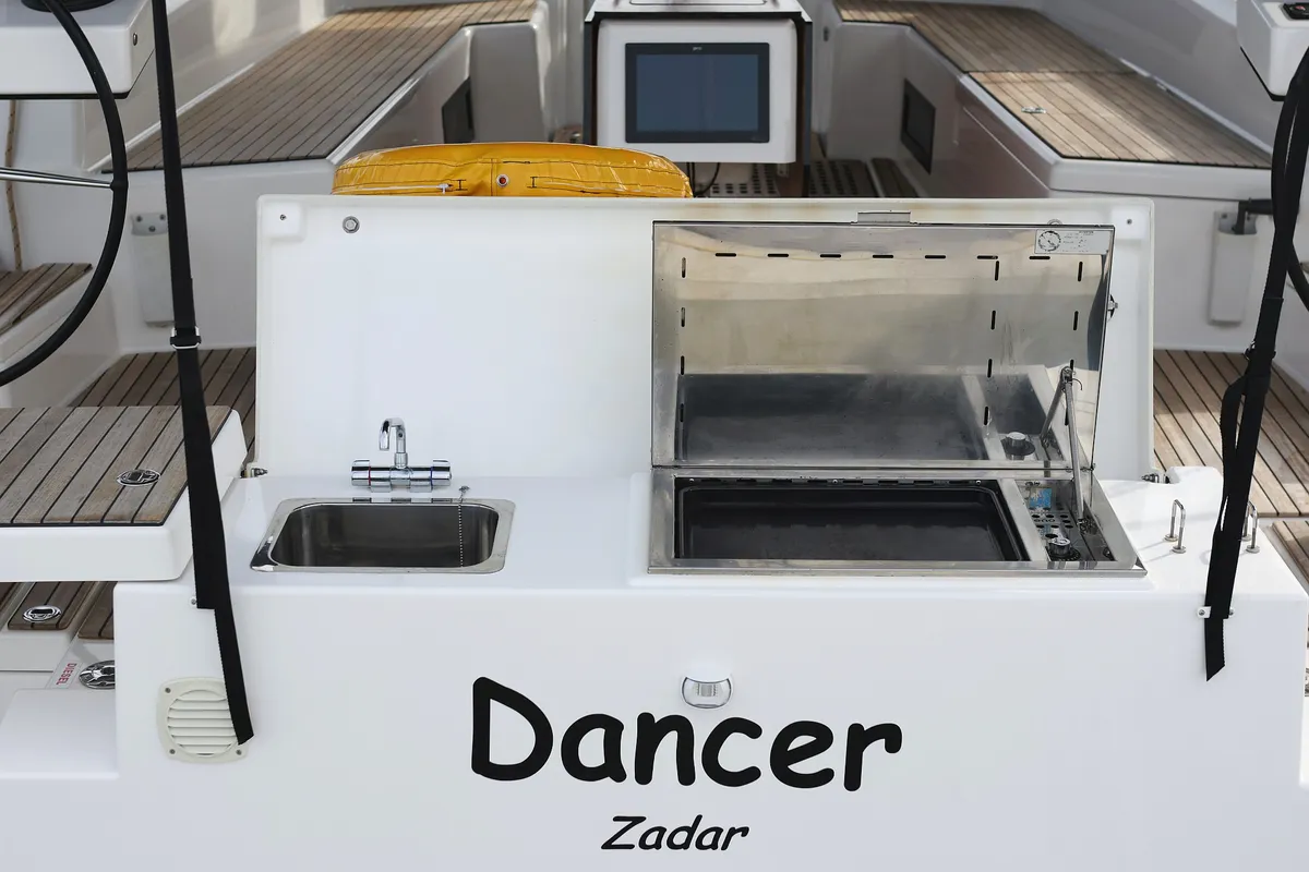 Deck of Dancer, a Dufour 530 sailboat at Općina Sukošan, Croatia